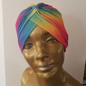 Rainbow polyester turban new
